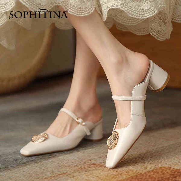 sophitina korean women shoes fashion metal decoration cover toe buckle shoes thick heel soft sheepskin female slippers ao464 210513, Black
sophitina korean women shoes fashion metal decoration cover toe buckle shoes thick heel soft sheepskin female slippers ao464 210513, Black