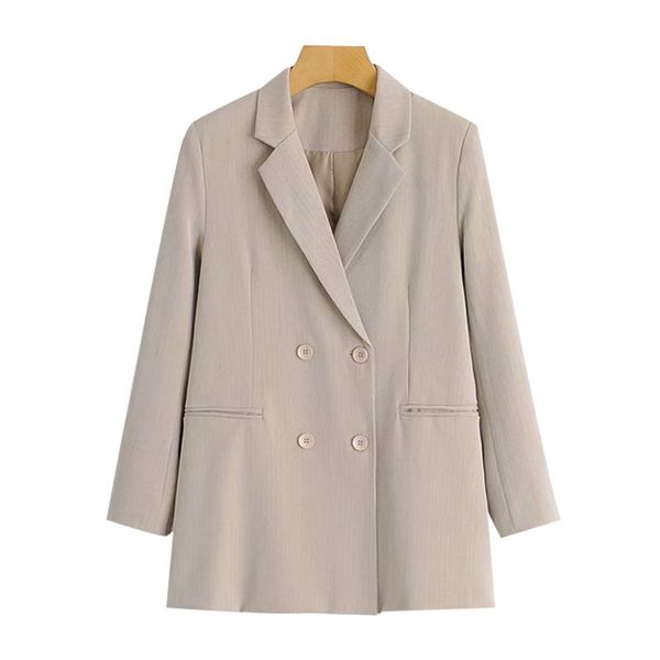 women fashion office wear double breasted blazers coat vintage long sleeve pockets female outerwear chic 210521, White;black
women fashion office wear double breasted blazers coat vintage long sleeve pockets female outerwear chic 210521, White;black