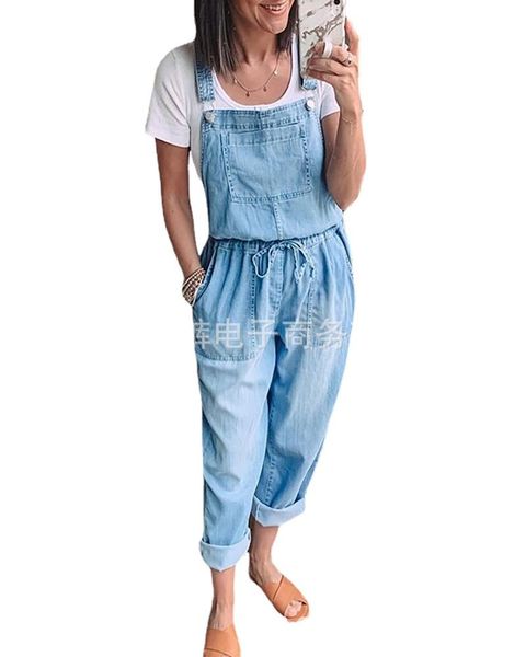 women's jeans nice summer denim jumpsuit loose fashion elastic mid-waist pants, Blue
women's jeans nice summer denim jumpsuit loose fashion elastic mid-waist pants, Blue