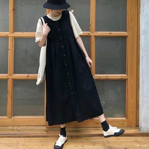 casual dresses sleeveless dress women ulzzang black simple oversize chic summer femme long single breasted trendy preppy girls clothes, Black;gray
casual dresses sleeveless dress women ulzzang black simple oversize chic summer femme long single breasted trendy preppy girls clothes, Black;gray