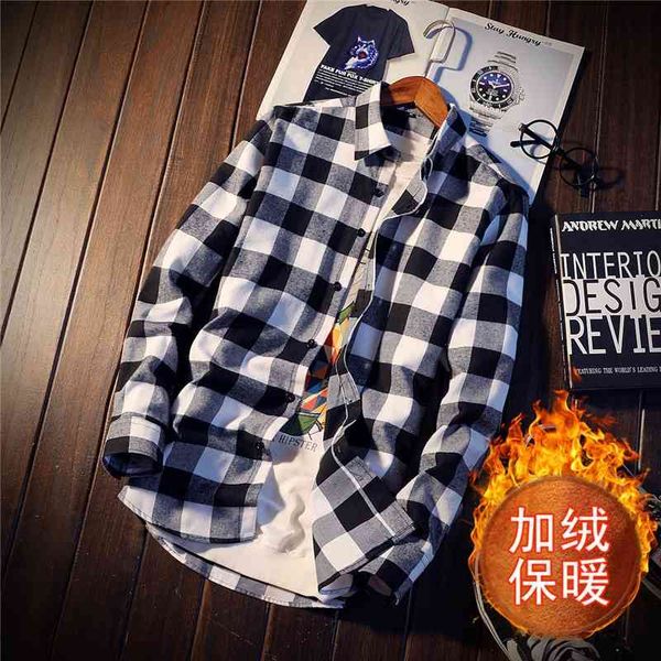 winter new plaid long sleeve shirt men's fashion brand leisure plush thickened warm jacket, White;black
winter new plaid long sleeve shirt men's fashion brand leisure plush thickened warm jacket, White;black
