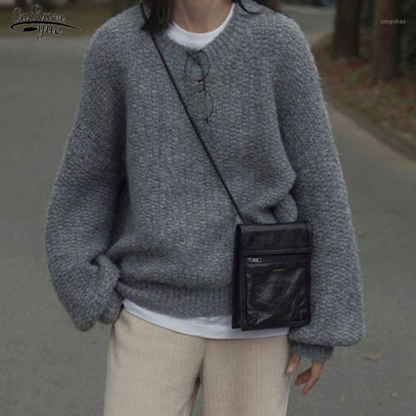 women's sweaters 2021 autumn and winter loose retro sweater pullovers french grey cashmere fashion women solid knit 17733, White;black
women's sweaters 2021 autumn and winter loose retro sweater pullovers french grey cashmere fashion women solid knit 17733, White;black