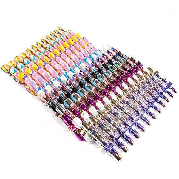 24pcs nail art manicure reflective mirror light tips for false nails fake forms extension without glue1, Red;gold
24pcs nail art manicure reflective mirror light tips for false nails fake forms extension without glue1, Red;gold