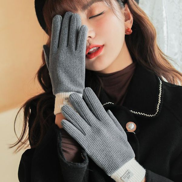 five fingers gloves hand warm winter knitted and velvet women' contrast color beam lock temperature outdoor sports finger, Blue;gray
five fingers gloves hand warm winter knitted and velvet women' contrast color beam lock temperature outdoor sports finger, Blue;gray