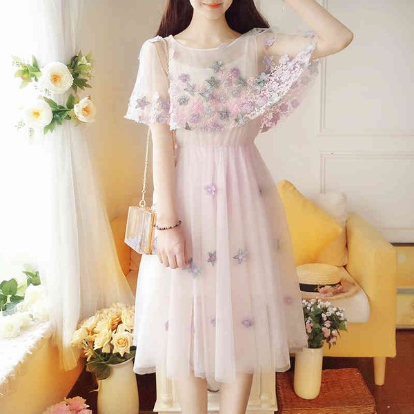 dresses summer cute flower embroidery cloak sleeve mesh lace sweet princess fairy o neck ruffles slim pleated women, Black;gray
dresses summer cute flower embroidery cloak sleeve mesh lace sweet princess fairy o neck ruffles slim pleated women, Black;gray
