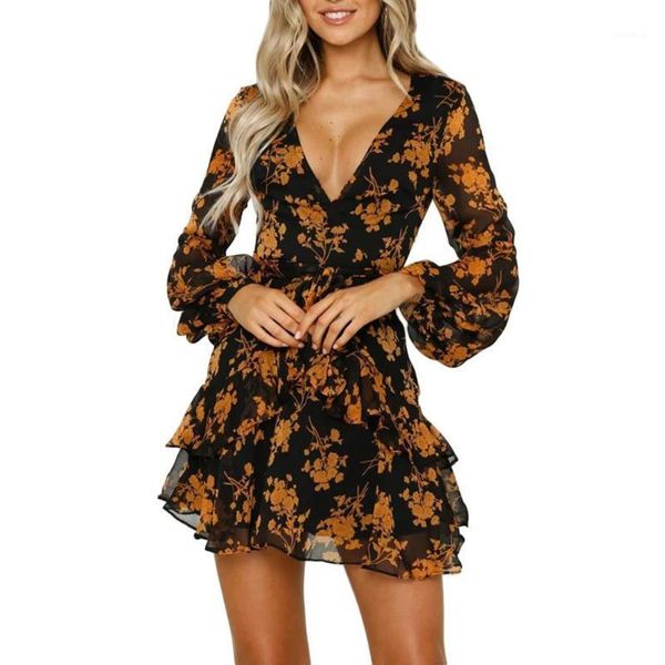 spring summer dress women fashion floral maxi print elegant ruffles sashes pullover long sleeve v-neck mini dresses vestidos casual, Black;gray
spring summer dress women fashion floral maxi print elegant ruffles sashes pullover long sleeve v-neck mini dresses vestidos casual, Black;gray