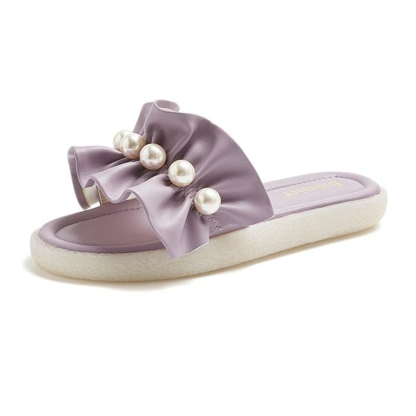 slippers yshunij 2021 pearl sandal with soft sole leather women's summer, Black 
slippers yshunij 2021 pearl sandal with soft sole leather women's summer, Black