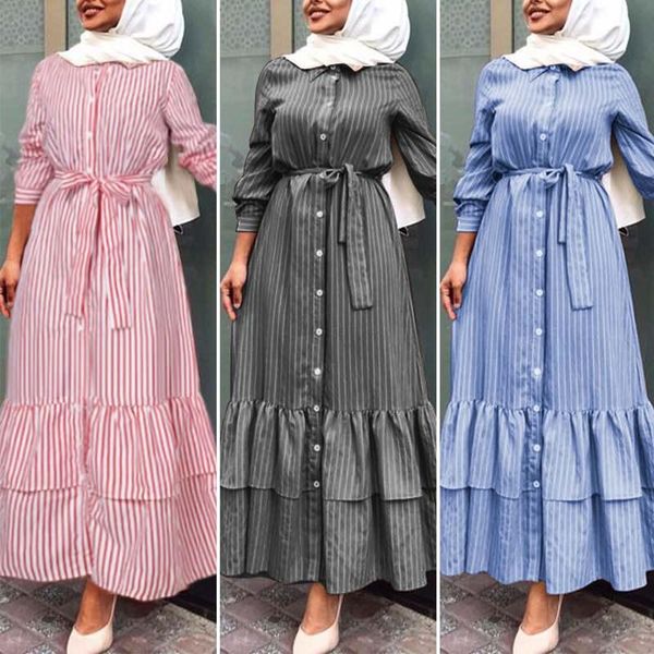 casual dresses plus size elegant muslim shirts dress women's striped ruffle sundress zanzea long sleeve maxi vestidos female button rob, Black;gray
casual dresses plus size elegant muslim shirts dress women's striped ruffle sundress zanzea long sleeve maxi vestidos female button rob, Black;gray