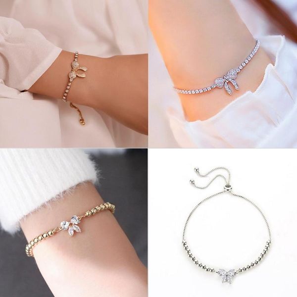 charm bracelets bracelet butterfly bow knot crystal setting bead gold color silver plated box chain adjusted, Golden;silver
charm bracelets bracelet butterfly bow knot crystal setting bead gold color silver plated box chain adjusted, Golden;silver