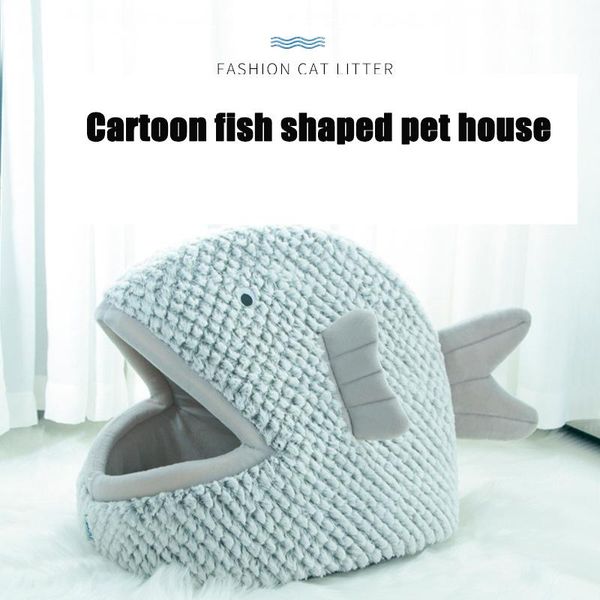 cat house 2021 semi-enclosed fish-shaped cartoon litter bed four seasons pet for small dog mat kennel beds & furniture 
cat house 2021 semi-enclosed fish-shaped cartoon litter bed four seasons pet for small dog mat kennel beds & furniture