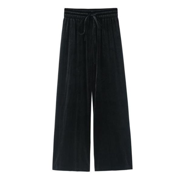 women's pants & capris autumn winter gold velvet wide leg sweatpants high waist loose casual track joggers women long trousers spodnie, Black;white
women's pants & capris autumn winter gold velvet wide leg sweatpants high waist loose casual track joggers women long trousers spodnie, Black;white