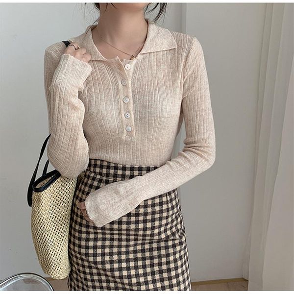 women's sweaters alien kitty 2021 autumn women female knitted pullover solid turndown collar elegant office lady casual all match, White;black
women's sweaters alien kitty 2021 autumn women female knitted pullover solid turndown collar elegant office lady casual all match, White;black