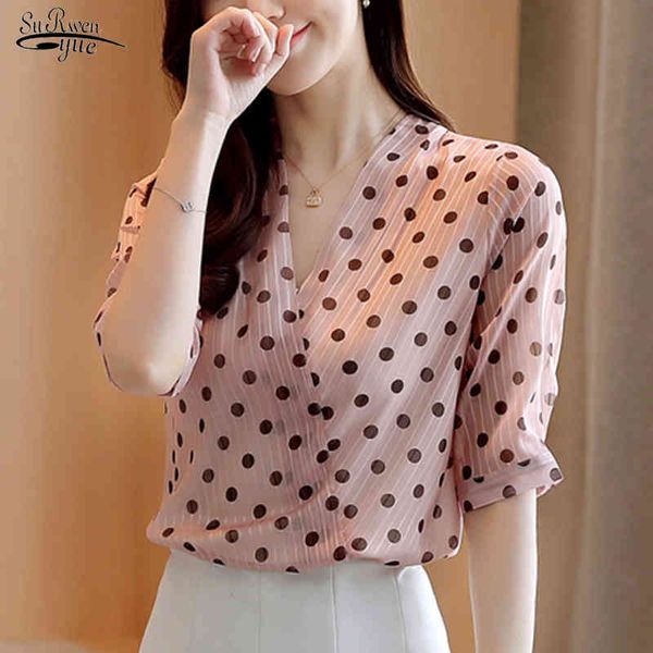 korean style summer women's shirts office lady v neck polka dot blouse women short sleeve pullover ladies blouses 9025 50 210508, White
korean style summer women's shirts office lady v neck polka dot blouse women short sleeve pullover ladies blouses 9025 50 210508, White