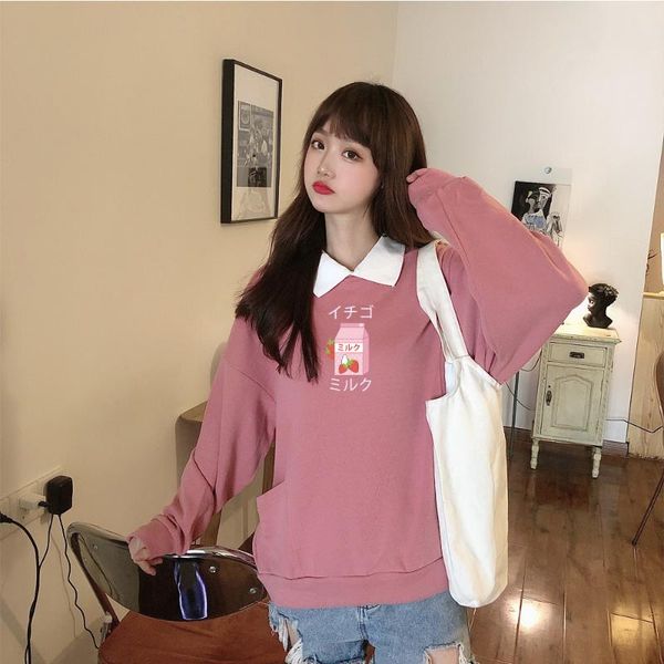 women's hoodies & sweatshirts cute pink cartoon drink turn-down collar japanese style oversized long sleeve kawaii pocket women, Black
women's hoodies & sweatshirts cute pink cartoon drink turn-down collar japanese style oversized long sleeve kawaii pocket women, Black