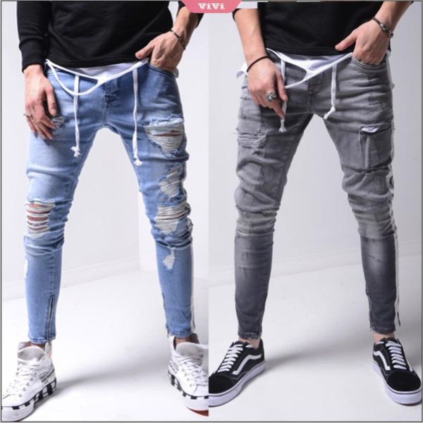 men's jeans high-end slim black blue cool tight-fitting over-knee ripped stretch denim trousers high street style men
men's jeans high-end slim black blue cool tight-fitting over-knee ripped stretch denim trousers high street style men