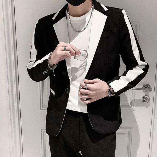 men's suits & blazers fashion black white splice terno masculino autumn spring slim mens casual blazer jacket club party wear british s, White;black
men's suits & blazers fashion black white splice terno masculino autumn spring slim mens casual blazer jacket club party wear british s, White;black