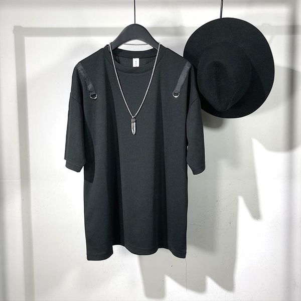 men's t-shirts short sleeve t-shirt summer dark round collar buckle design simple loose stitching fashion trend, White;black
men's t-shirts short sleeve t-shirt summer dark round collar buckle design simple loose stitching fashion trend, White;black