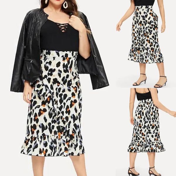 women's casual leopard print skirt ruffle ruched cross hem slim long streetwear #0510, Black
women's casual leopard print skirt ruffle ruched cross hem slim long streetwear #0510, Black