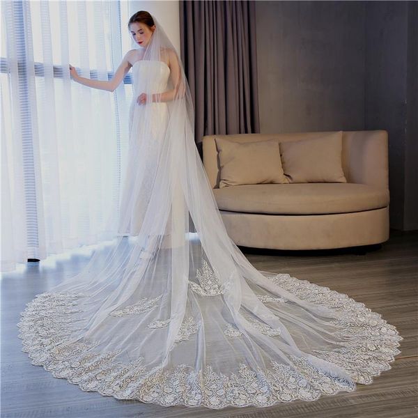 bridal veils 3.5meter *3m ivory lace one layer applique edge tulle cathedral wedding veil long accessorie, Black
bridal veils 3.5meter *3m ivory lace one layer applique edge tulle cathedral wedding veil long accessorie, Black