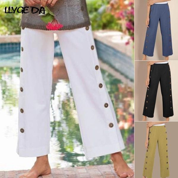 women's pants & capris side button straight cropped pant loose solid elastic waist for women 2021 summer fashion trousers female, Black;white
women's pants & capris side button straight cropped pant loose solid elastic waist for women 2021 summer fashion trousers female, Black;white