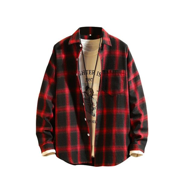 men's casual shirts handsome plaid shirt youth loose long sleeve top, White;black
men's casual shirts handsome plaid shirt youth loose long sleeve top, White;black
