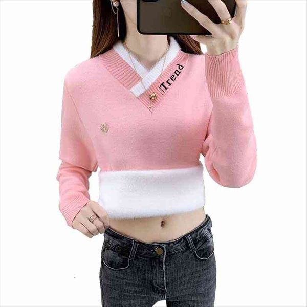 fashion fluff together women autumn womens sweaters winter plus velvet thicken warm knitted bottoming stretch v-neck pullovers kw375, White;black
fashion fluff together women autumn womens sweaters winter plus velvet thicken warm knitted bottoming stretch v-neck pullovers kw375, White;black