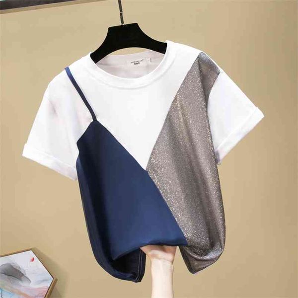 summer women's short sleeves patchwork color o neck t-shirt tee girls pullover casual tees a2890 210428, White
summer women's short sleeves patchwork color o neck t-shirt tee girls pullover casual tees a2890 210428, White