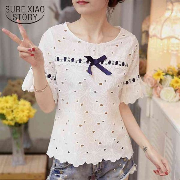 fashion short sleeve lace blouse women shirt hollow chiffon summer white women's clothing blusas 0124 30 210506
fashion short sleeve lace blouse women shirt hollow chiffon summer white women's clothing blusas 0124 30 210506