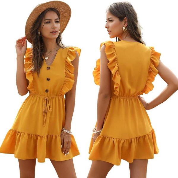 casual dresses women fashion solid color v neck sleeveless ruffled edges waist drawstring beach mini dress, Black;gray
casual dresses women fashion solid color v neck sleeveless ruffled edges waist drawstring beach mini dress, Black;gray
