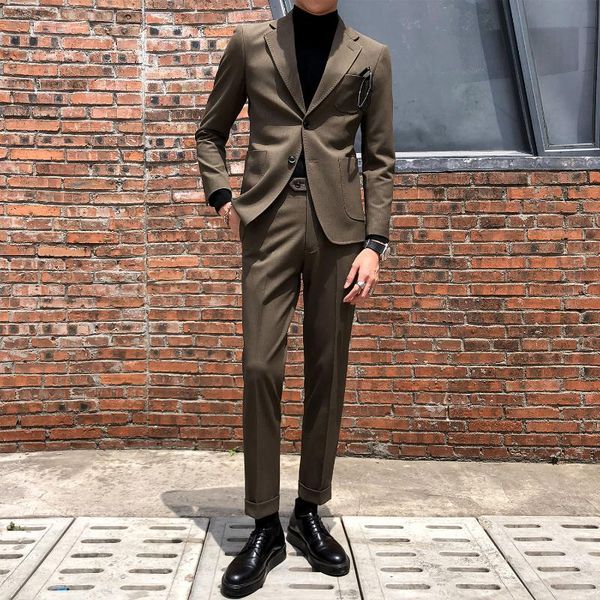 men's suits & blazers 2021 men spring solid color casual business for wedding man tuxedos slim fit notched two-piece suit w455, White;black
men's suits & blazers 2021 men spring solid color casual business for wedding man tuxedos slim fit notched two-piece suit w455, White;black