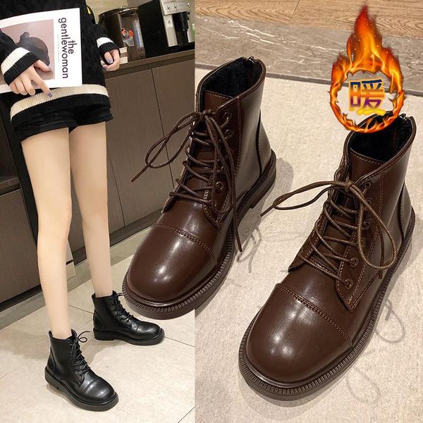 boots women's shoes tide in autumn plus velvet wild thin british style short fashionable versatile and durable, Black
boots women's shoes tide in autumn plus velvet wild thin british style short fashionable versatile and durable, Black