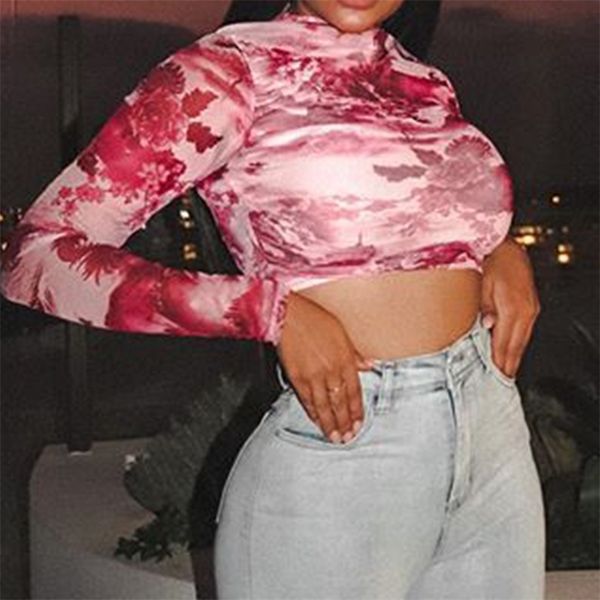 women sheer mesh thin crop full sleeve round collar perspective printing short t-shirt lady fashion streetwear 210517, White
women sheer mesh thin crop full sleeve round collar perspective printing short t-shirt lady fashion streetwear 210517, White