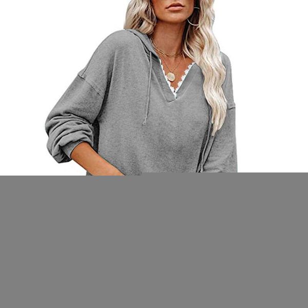 women's hoodies & sweatshirts sweater autumn and winter solid color lace v-neck loose hoodie large size clothing comfortable, Black
women's hoodies & sweatshirts sweater autumn and winter solid color lace v-neck loose hoodie large size clothing comfortable, Black