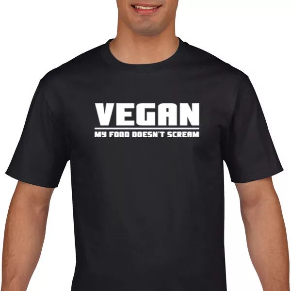 vegan t shirt - my food doesn't scream - vegan slogan - vegetarian t shirt, White;black
vegan t shirt - my food doesn't scream - vegan slogan - vegetarian t shirt, White;black
