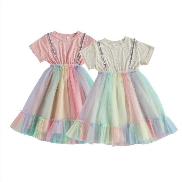 5 11y summer kids girls girl dress casual knit lace patchwork rainbow print knee length tutu, Red;yellow
5 11y summer kids girls girl dress casual knit lace patchwork rainbow print knee length tutu, Red;yellow