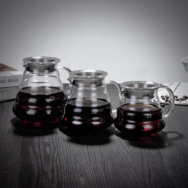 coffee pots v60 pot glass dripper filter shaped kettle reusable heat resistant 360/600/800ml
coffee pots v60 pot glass dripper filter shaped kettle reusable heat resistant 360/600/800ml
