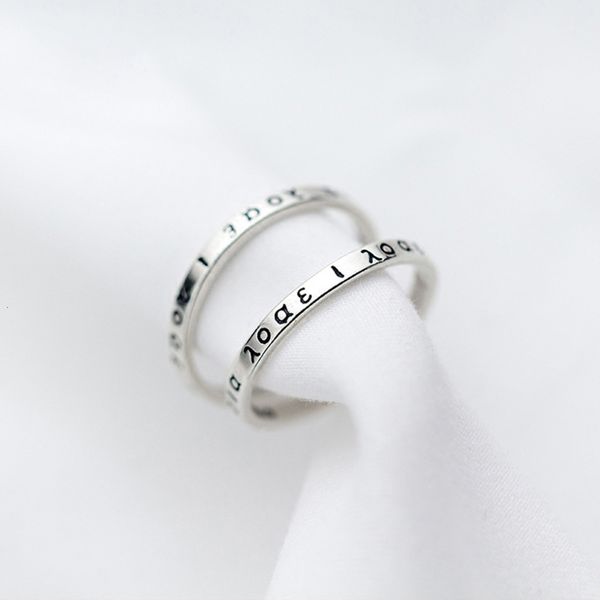 s925 silver women's japanese korean style simple and fashionable words open fashion single ring jewelry, Black
s925 silver women's japanese korean style simple and fashionable words open fashion single ring jewelry, Black