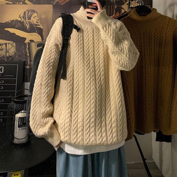 men's sweaters turtleneck thick sweater men all-match solid long sleeve knitted jacquard pullover loose male clothes autumn winter, White;black
men's sweaters turtleneck thick sweater men all-match solid long sleeve knitted jacquard pullover loose male clothes autumn winter, White;black
