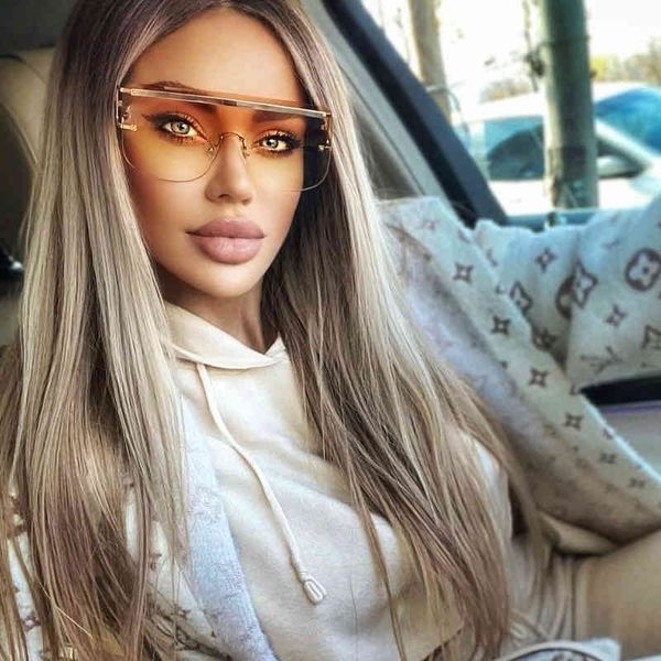 sunglasses 2021 fashion oversized one piece women brand rimless square sun glasses female color shades oculos feminino uv400a517, White;black
sunglasses 2021 fashion oversized one piece women brand rimless square sun glasses female color shades oculos feminino uv400a517, White;black