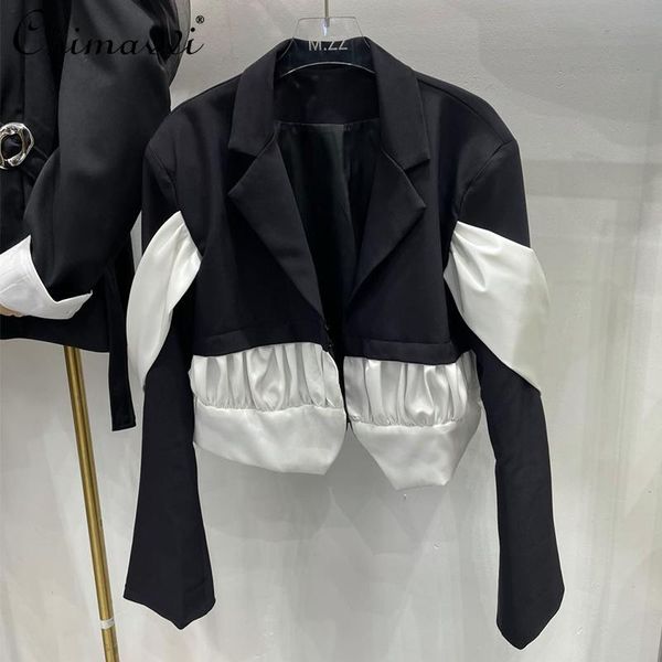 women's jackets 2021 autumn female korean style slim fit short suit coat fashion simple patchwork office lady long sleeved jacket, Black;brown
women's jackets 2021 autumn female korean style slim fit short suit coat fashion simple patchwork office lady long sleeved jacket, Black;brown