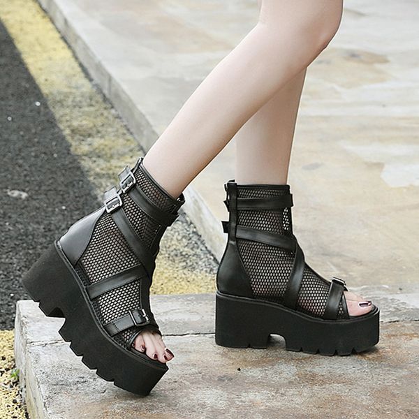 414243 size roman sandals womens summer 2021 new wedge platform high-heightened platform shoes mesh hollow sandal boots 528-1, Black
414243 size roman sandals womens summer 2021 new wedge platform high-heightened platform shoes mesh hollow sandal boots 528-1, Black