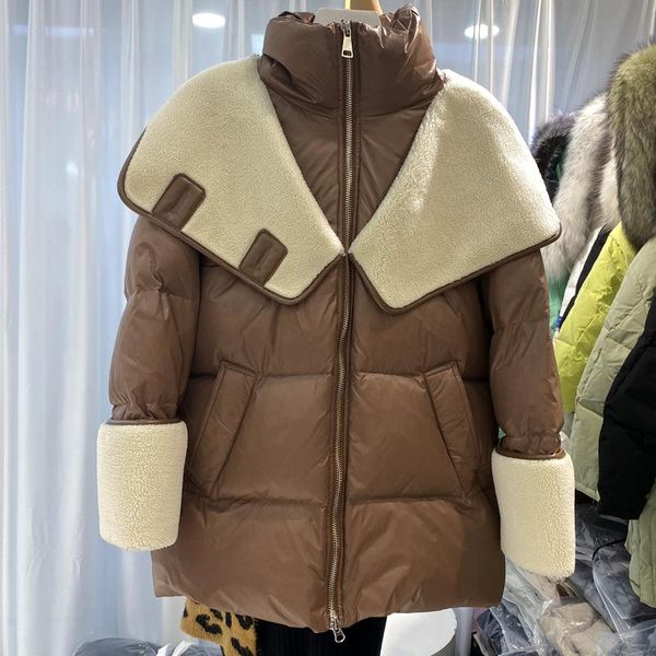 women's down & parkas 2021 winter jacket women fashion mid-length loose and thin lamb hair stitching white duck long-sleeved, Black
women's down & parkas 2021 winter jacket women fashion mid-length loose and thin lamb hair stitching white duck long-sleeved, Black