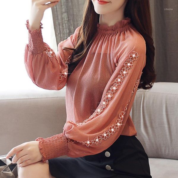 women chiffon blouse shirt long sleeve shirts fashion womens and blouses 2021 xxl plus size flower women's &, White
women chiffon blouse shirt long sleeve shirts fashion womens and blouses 2021 xxl plus size flower women's &, White