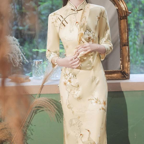 ethnic clothing modern 2021 women vintage chinese traditional floral print suede cheongsam oriental bodycon high split qipao, Red
ethnic clothing modern 2021 women vintage chinese traditional floral print suede cheongsam oriental bodycon high split qipao, Red
