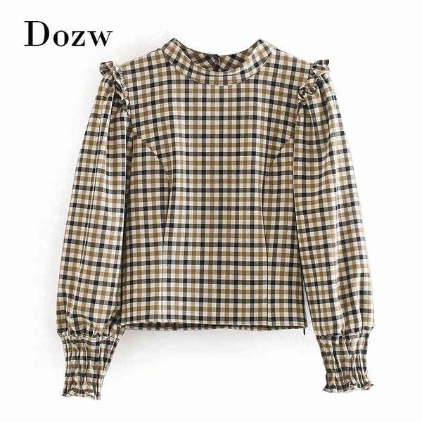 fashion plaid print blouse women long sleeve ruffle blouses shirts stand collar casual elegant tunic camisas mujer 210414, White
fashion plaid print blouse women long sleeve ruffle blouses shirts stand collar casual elegant tunic camisas mujer 210414, White