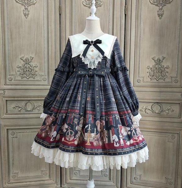 casual dresses 2021 lolita sweet vintage plaid long sleeve lovely teddy bear print ball gown party dress, Black;gray
casual dresses 2021 lolita sweet vintage plaid long sleeve lovely teddy bear print ball gown party dress, Black;gray