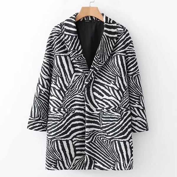 women's wool & blends autumn wear european american style lapel long sleeve button loose animal pattern woolen coat for plaid elegant, Black
women's wool & blends autumn wear european american style lapel long sleeve button loose animal pattern woolen coat for plaid elegant, Black