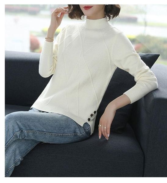 women's sweaters fashion cardigan autumn and winter thickened sweater knitting bottoming half high collar pullover, White;black
women's sweaters fashion cardigan autumn and winter thickened sweater knitting bottoming half high collar pullover, White;black
