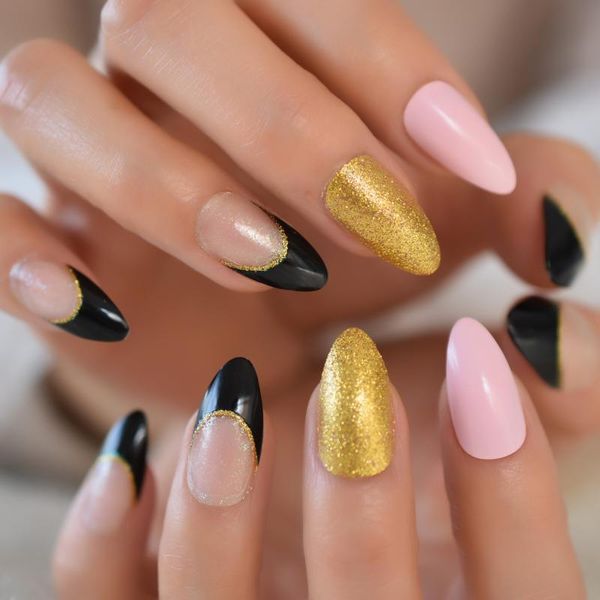 false nails 24pcs stiletto faux ongles pink nude professional artificial fingernail supplier glitter extension tips for manicure, Red;gold
false nails 24pcs stiletto faux ongles pink nude professional artificial fingernail supplier glitter extension tips for manicure, Red;gold