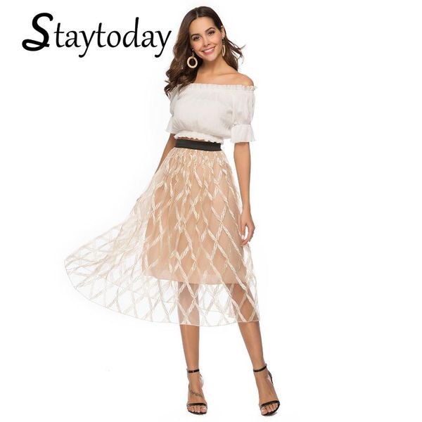 women embroideried skirt mesh a line high waist girl dress for summer plus size clothing inner polyester fashion skirts, Black
women embroideried skirt mesh a line high waist girl dress for summer plus size clothing inner polyester fashion skirts, Black